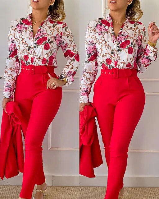 Nyra | Damen Blumendruck Outfit Satz