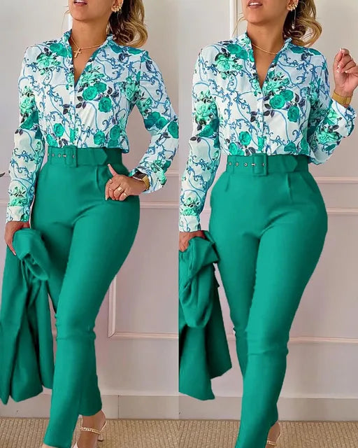 Nyra | Damen Blumendruck Outfit Satz