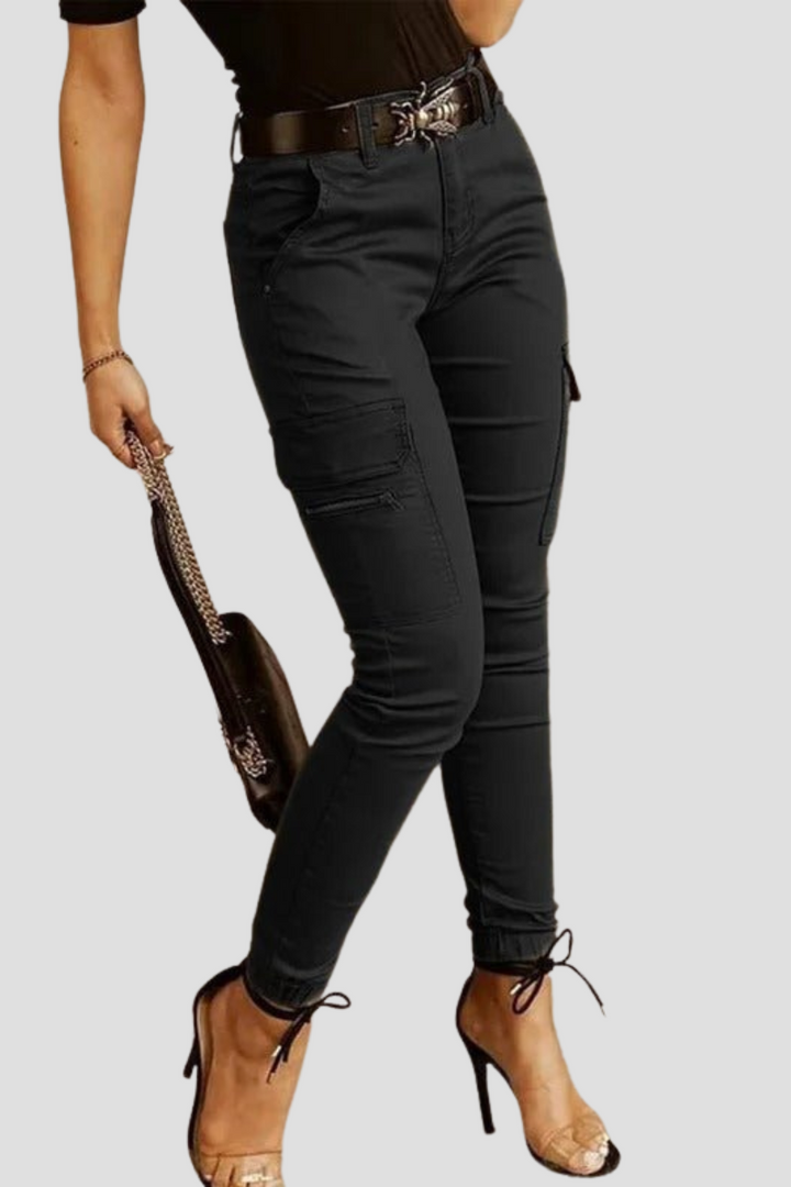 Svana | Damen Stilvolle Hoher-Taille Cargojeans