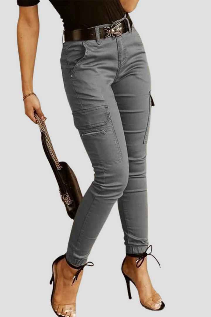 Svana | Damen Stilvolle Hoher-Taille Cargojeans