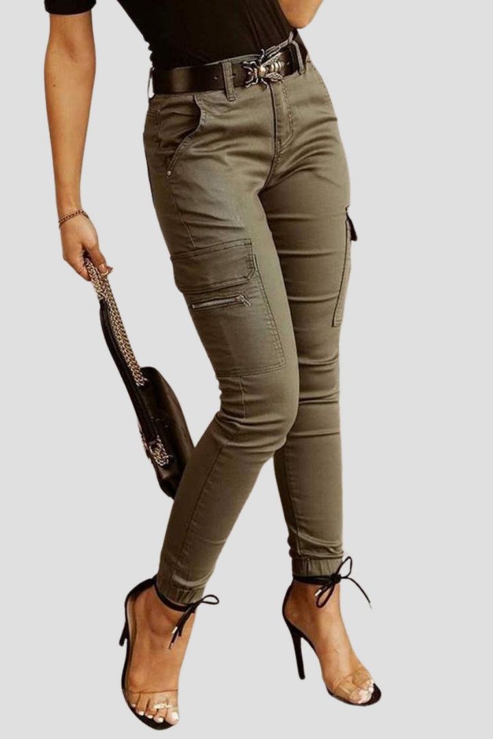Svana | Damen Stilvolle Hoher-Taille Cargojeans