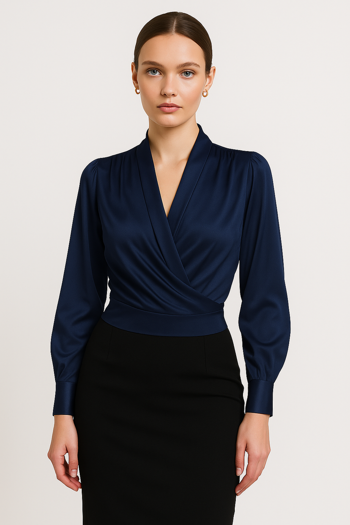 Thesira | Satin V-Ausschnitt Bluse Für Frauen