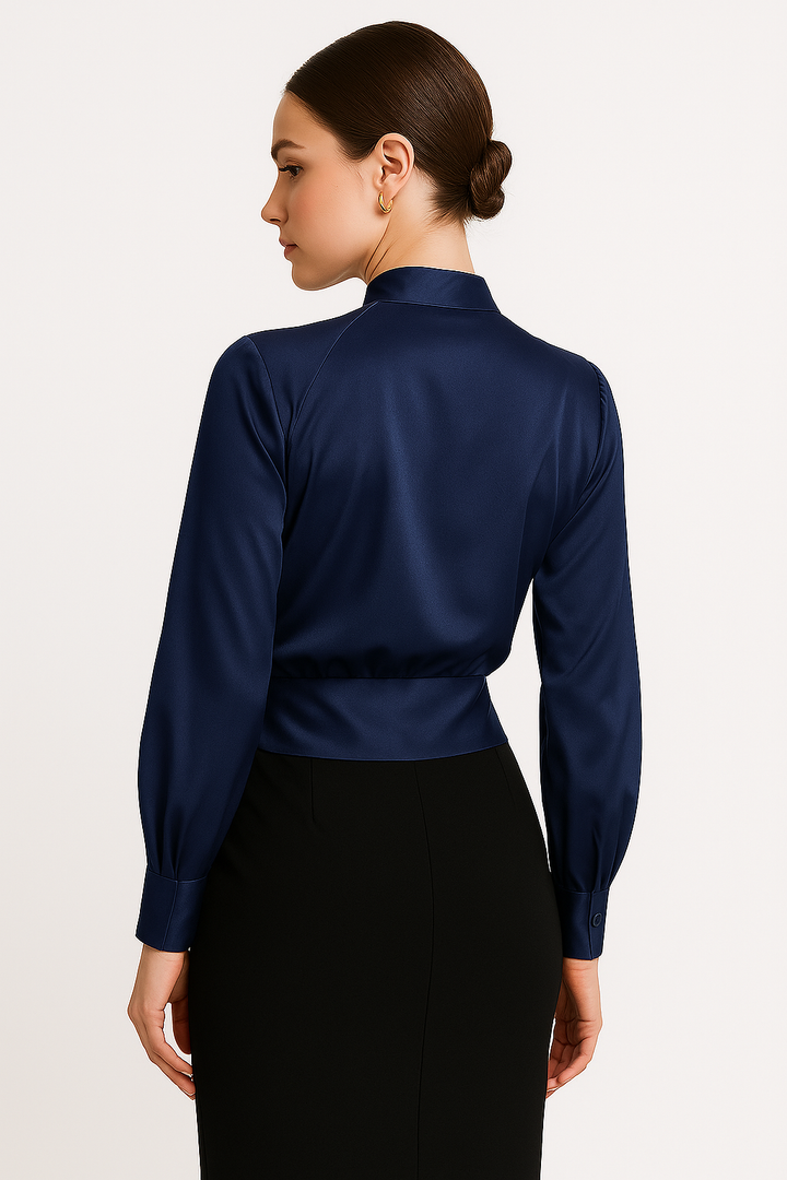 Thesira | Satin V-Ausschnitt Bluse Für Frauen