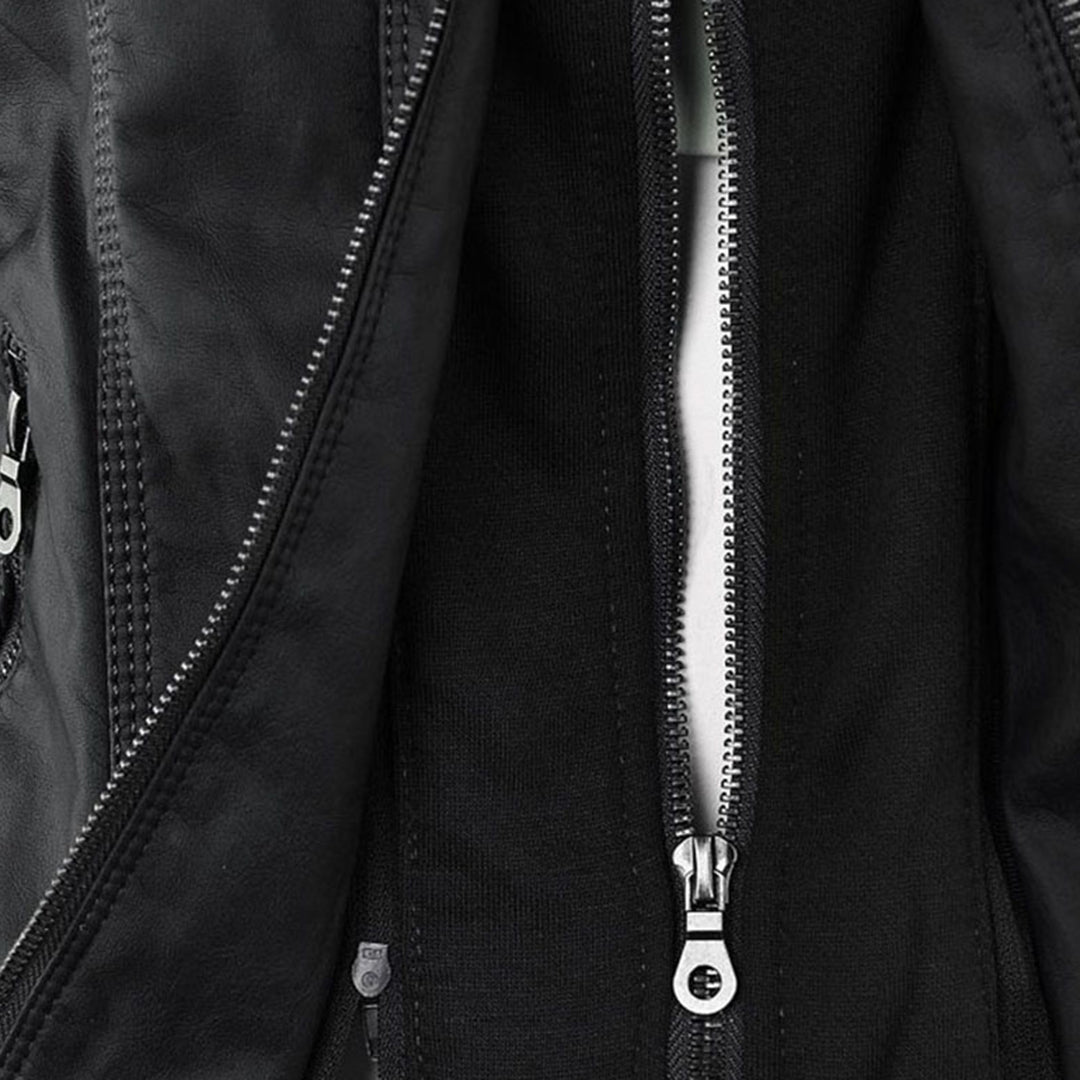 Emery | Damen Doppelt Gefütterte Lederjacke mit Kapuze