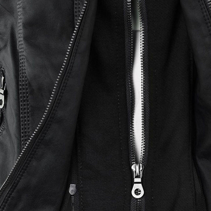 Emery | Damen Doppelt Gefütterte Lederjacke mit Kapuze