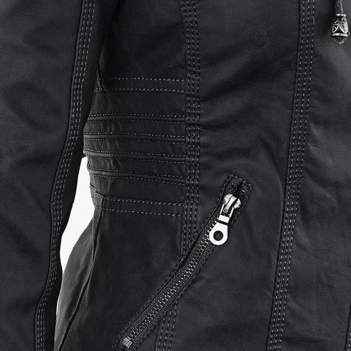 Emery | Damen Doppelt Gefütterte Lederjacke mit Kapuze
