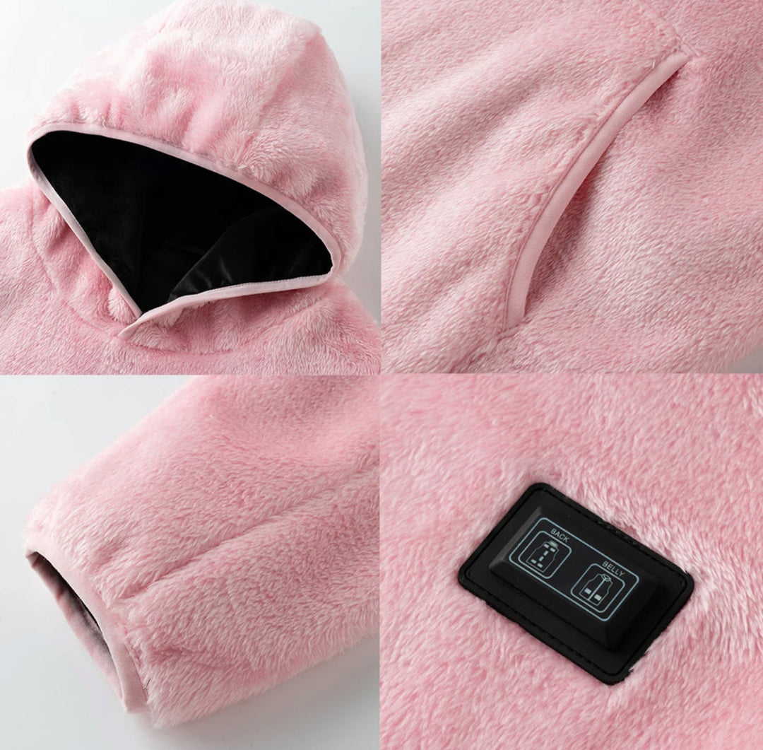 Elektrisch Beheizter Vlies Kapuzenpullover | Kuscheliger Winterpullover