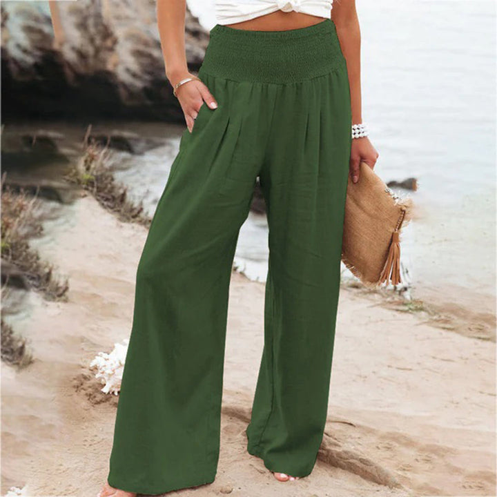 Grazia | Hoch Taillierte Weitem-Bein Sommer Damenhose