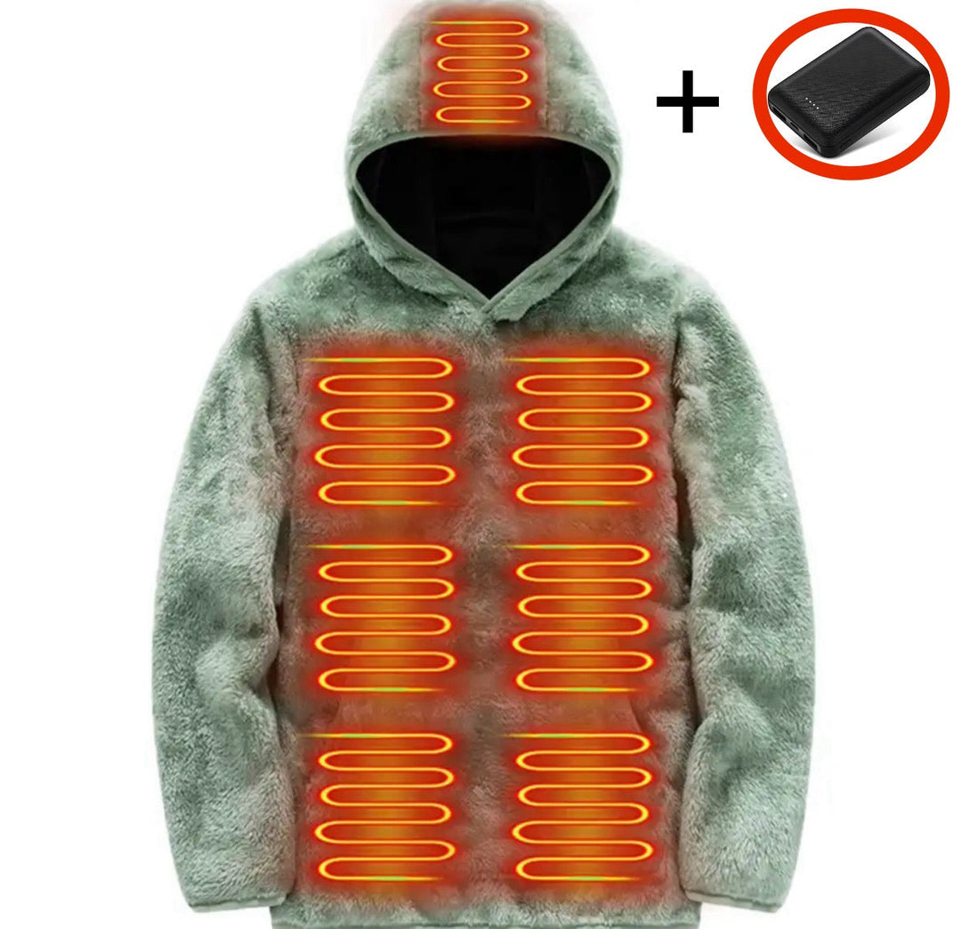 Elektrisch Beheizter Vlies Kapuzenpullover | Kuscheliger Winterpullover