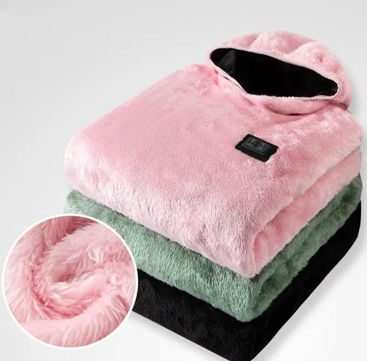 Elektrisch Beheizter Vlies Kapuzenpullover | Kuscheliger Winterpullover