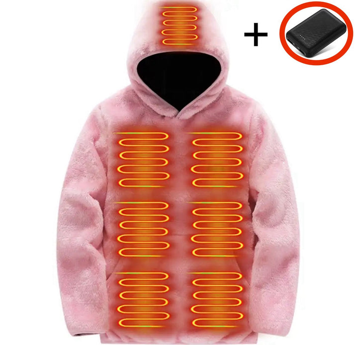 Elektrisch Beheizter Vlies Kapuzenpullover | Kuscheliger Winterpullover