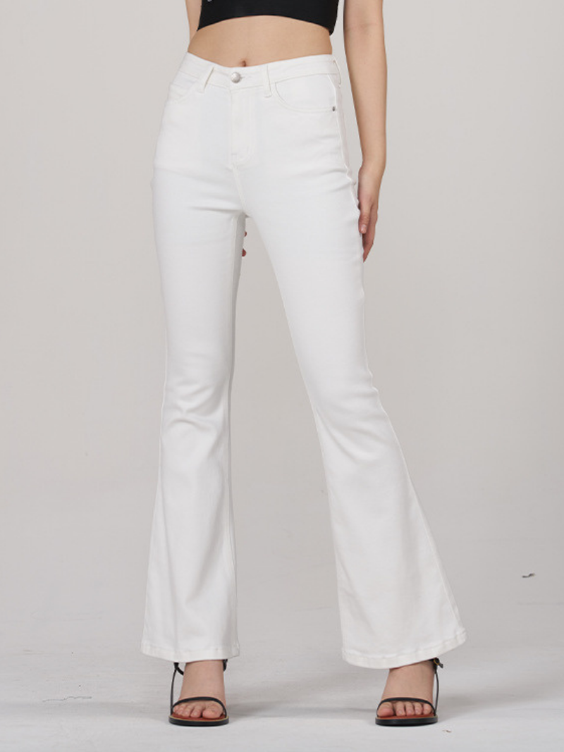 Desta | Damen Elegante Lockere-Passform Weiß Weitem-Bein Jeans