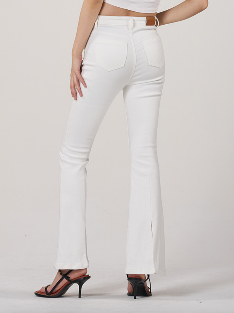 Desta | Damen Elegante Lockere-Passform Weiß Weitem-Bein Jeans