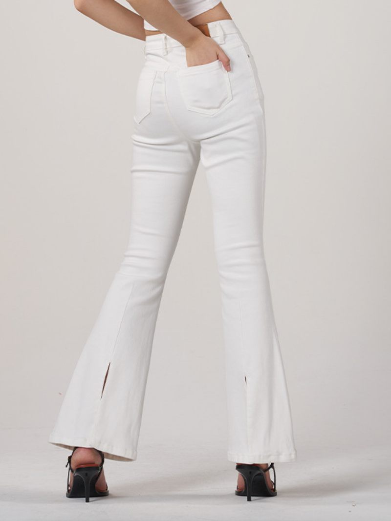 Desta | Damen Elegante Lockere-Passform Weiß Weitem-Bein Jeans