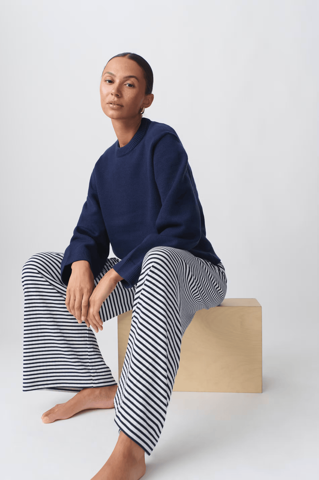 Zaria | Damen Bequeme Gestreifte Lockerer Passform Hose