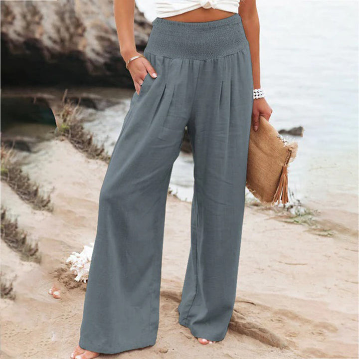 Grazia | Hoch Taillierte Weitem-Bein Sommer Damenhose