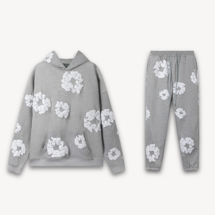 Unisex-Baumwollkranz-Kapuzenpullover und Jogger-Satz | Passendes Set