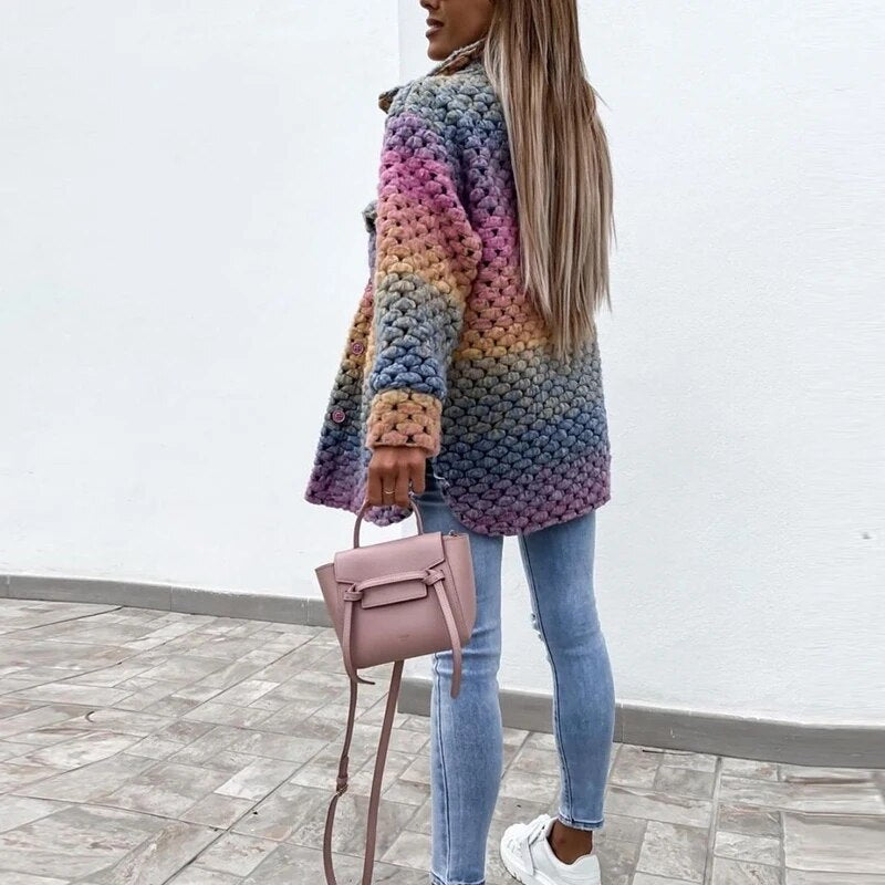 Reina | Regenbogen Geflochtener Mantel