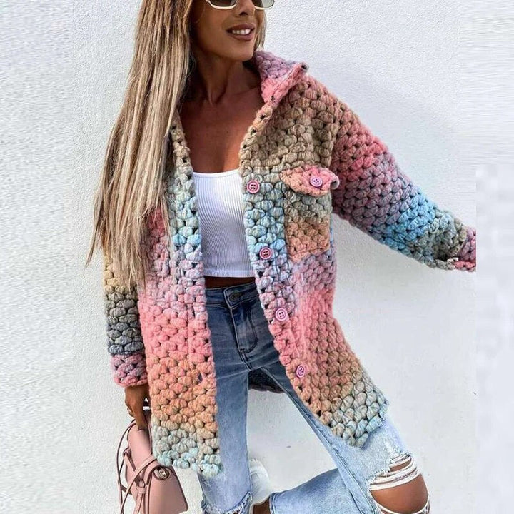 Reina | Regenbogen Geflochtener Mantel
