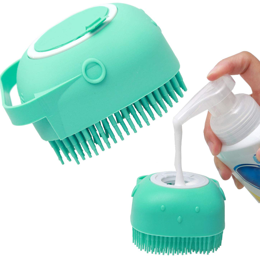 Silikon-Badebürste für Haustiere mit Shampoo-Spender