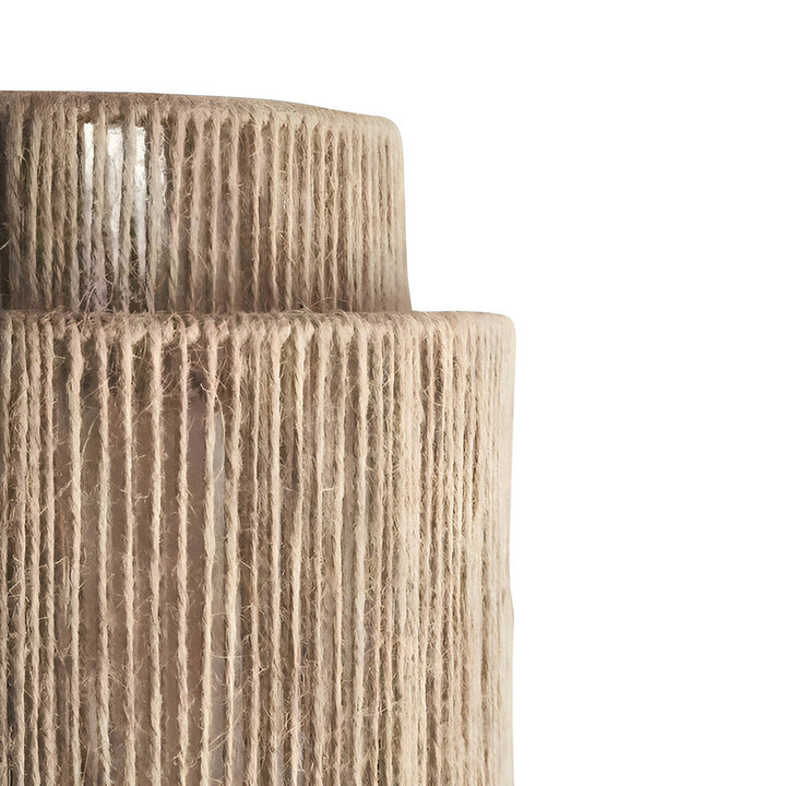 Boho Wanddekoration | Rattan Lampenschirm mit Hanfseil