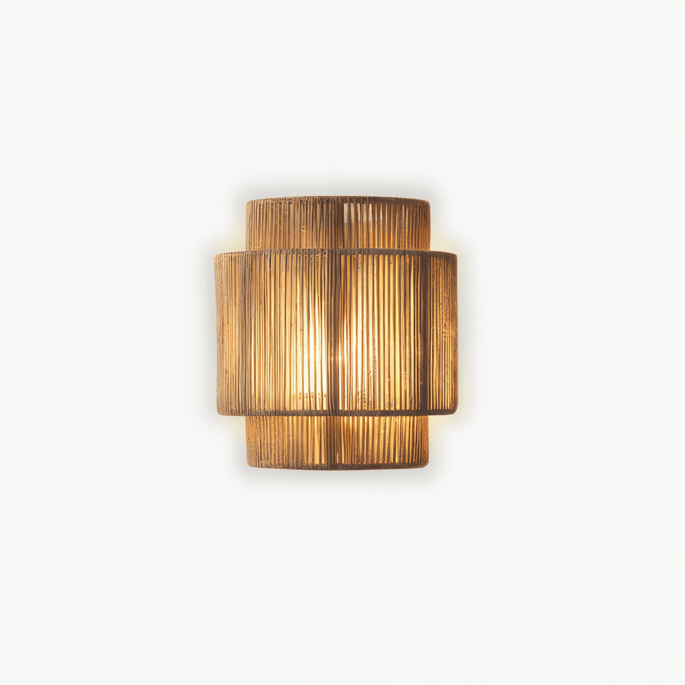 Boho Wanddekoration | Rattan Lampenschirm mit Hanfseil