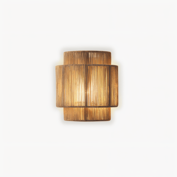 Boho Wanddekoration | Rattan Lampenschirm mit Hanfseil