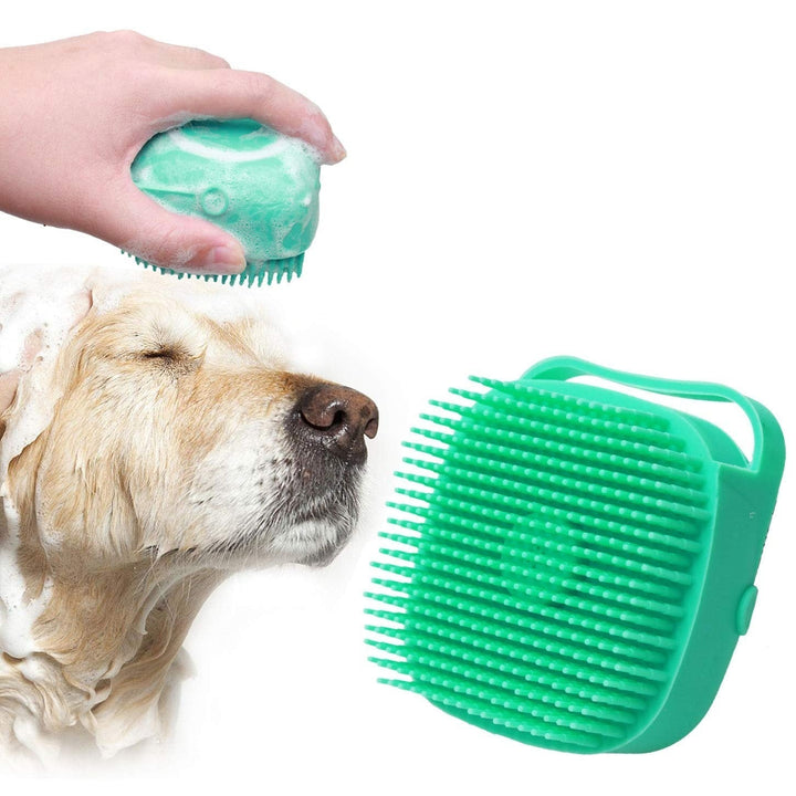 Silikon-Badebürste für Haustiere mit Shampoo-Spender
