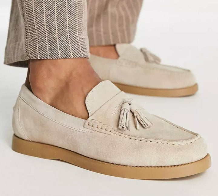 Fendrick | Herren Slipper Aus Wildleder mit Dicker Sohle und Quaste