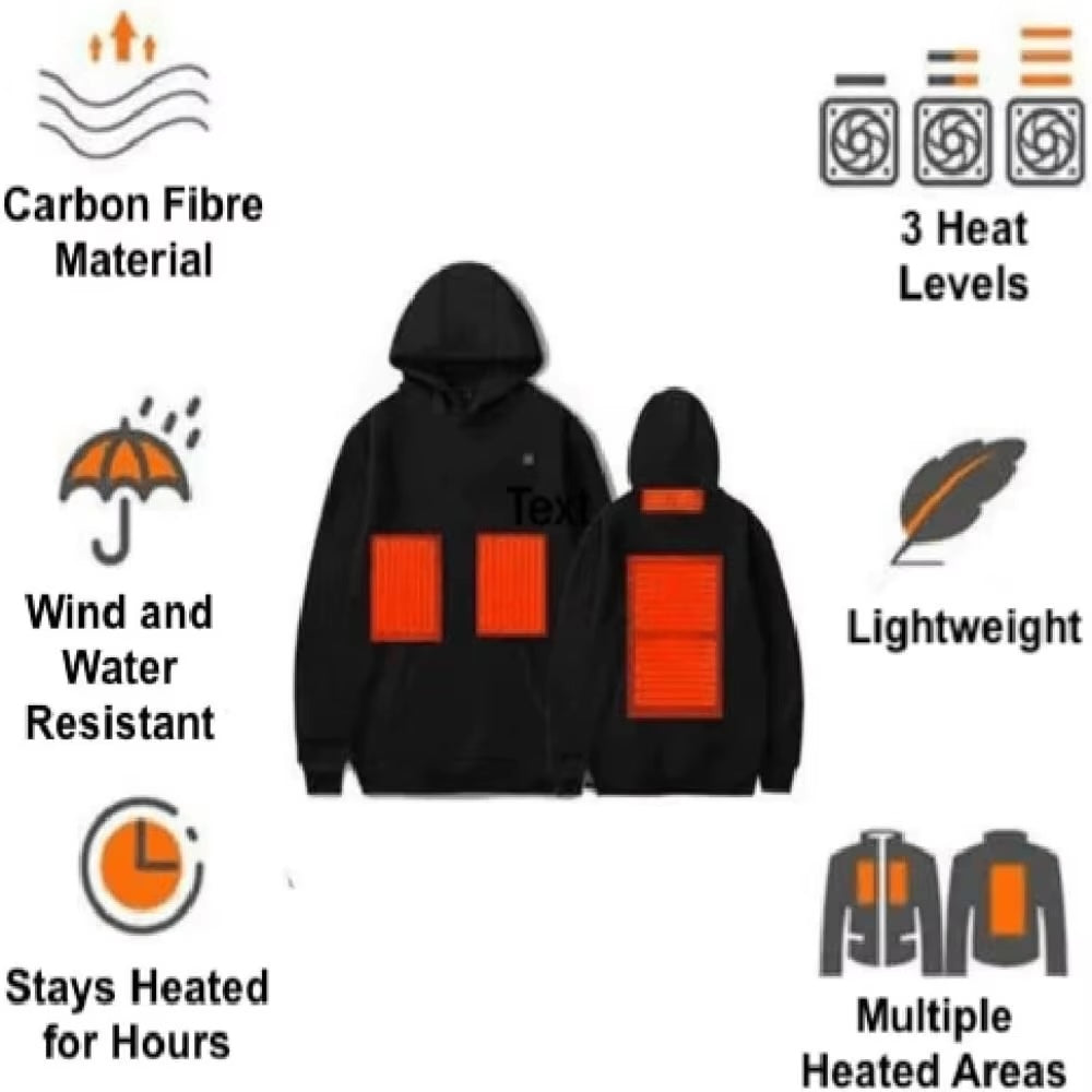 Beheiztes Sweatshirt Kapuzenpullover | Winterschicht mit Einstellbarer Wärme