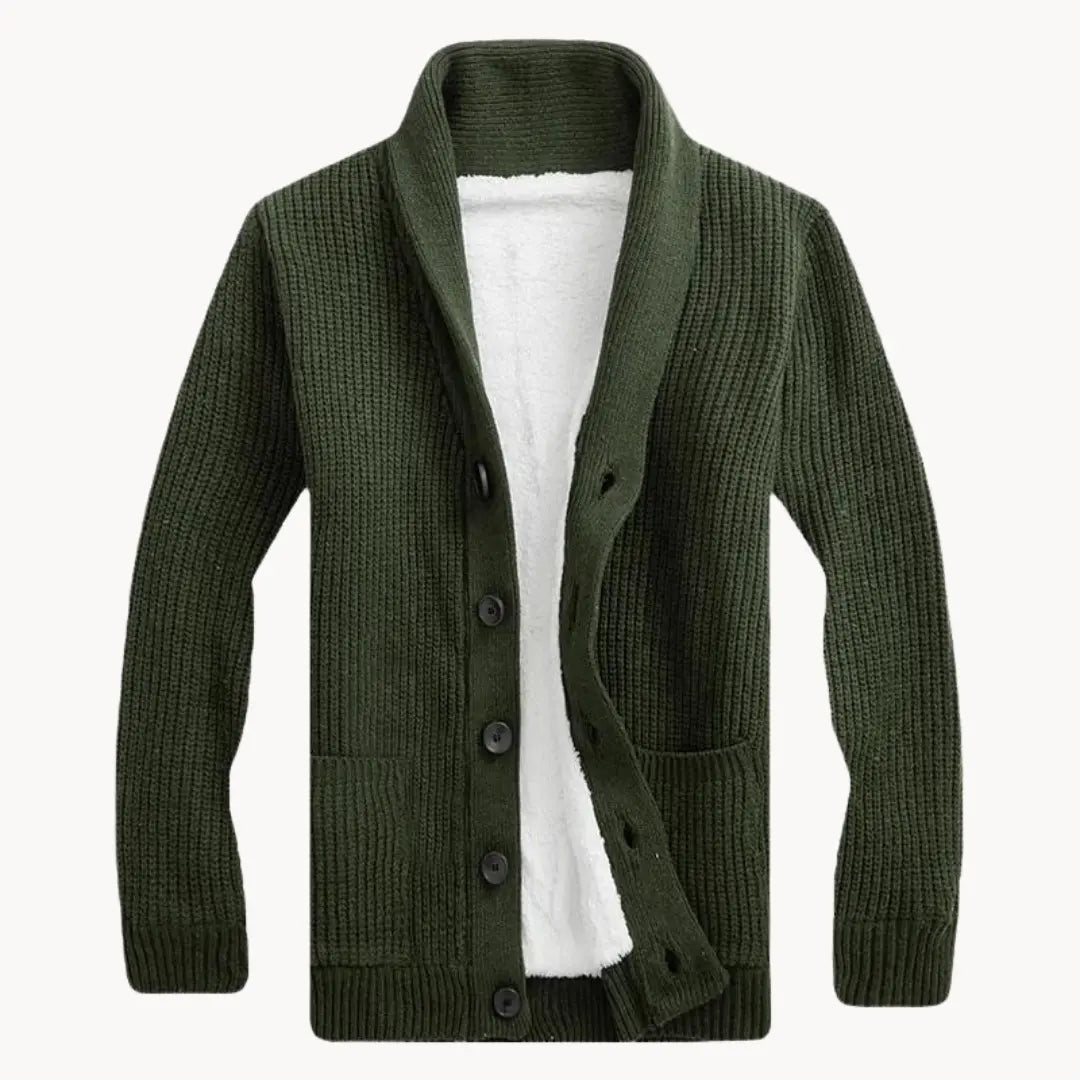 Vlies Strickjacke mit Schalkragen | Herren Lässige Passform