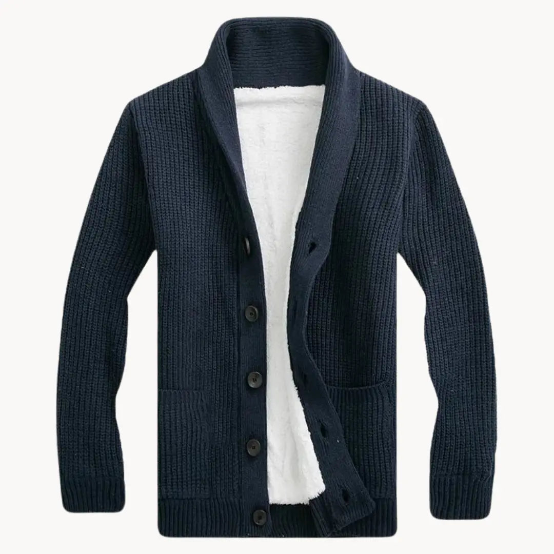 Vlies Strickjacke mit Schalkragen | Herren Lässige Passform