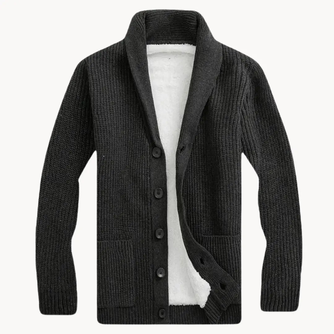 Vlies Strickjacke mit Schalkragen | Herren Lässige Passform