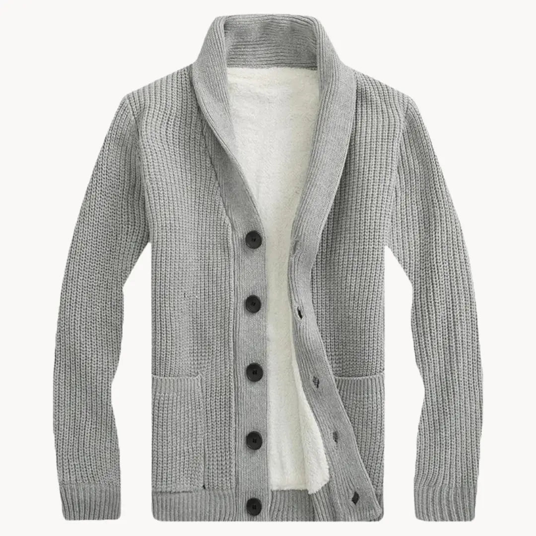 Vlies Strickjacke mit Schalkragen | Herren Lässige Passform