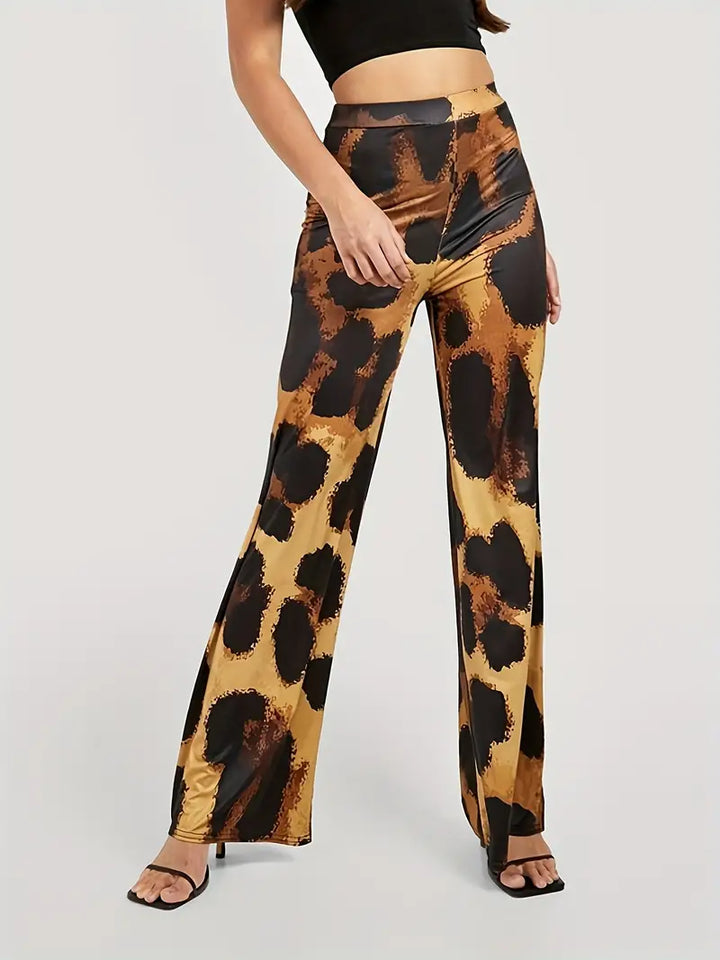 Jenovefa | Damen Hohem-Bund Leopardenmuster Hose