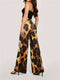 Jenovefa | Damen Hohem-Bund Leopardenmuster Hose
