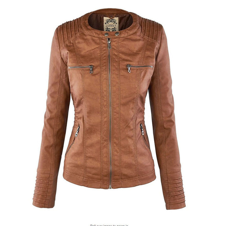 Emery | Damen Doppelt Gefütterte Lederjacke mit Kapuze