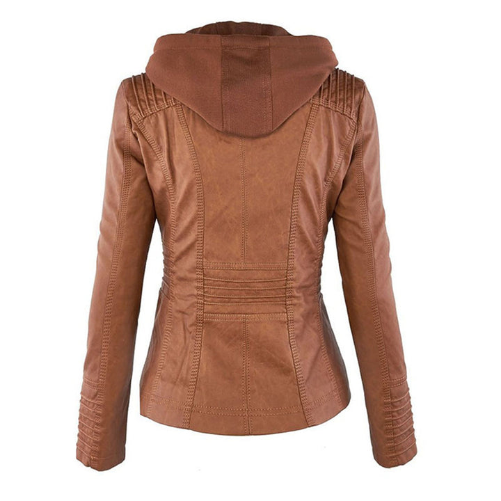 Emery | Damen Doppelt Gefütterte Lederjacke mit Kapuze