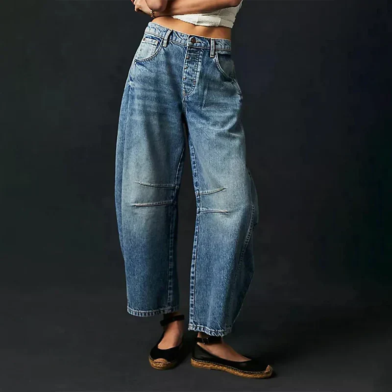 Isley | Damen Stylische Weitem-Bein Bequeme Jeans