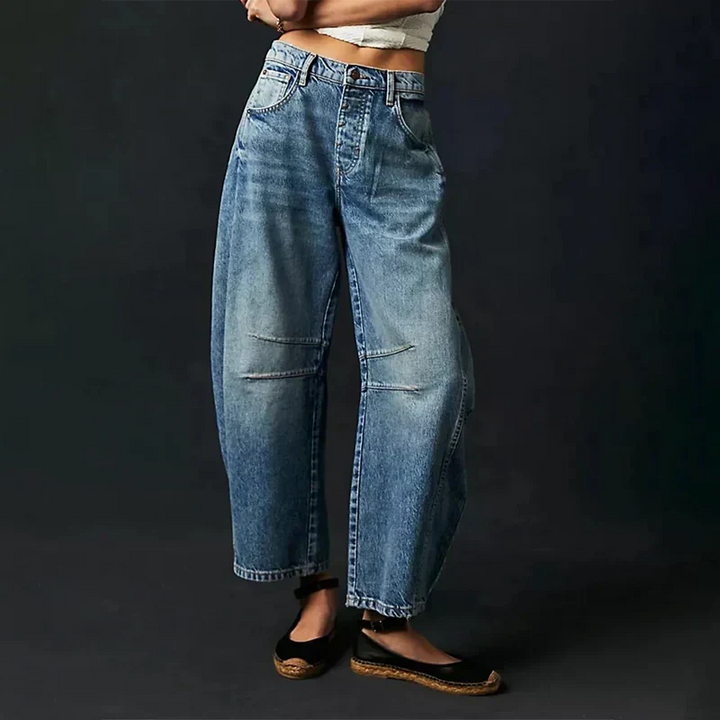 Isley | Damen Stylische Weitem-Bein Bequeme Jeans