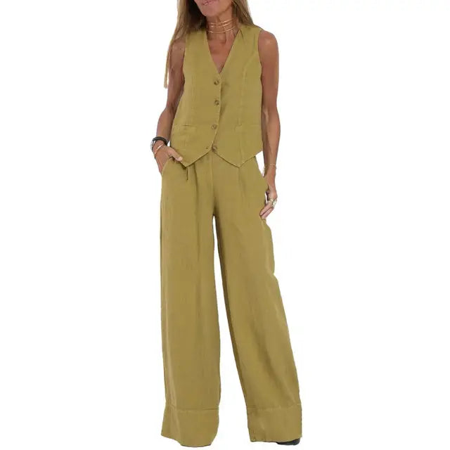 Saffron | Damen Stilvolles Lockeres Zweiteiliges Satz