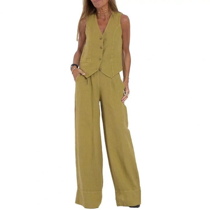 Saffron | Damen Stilvolles Lockeres Zweiteiliges Satz