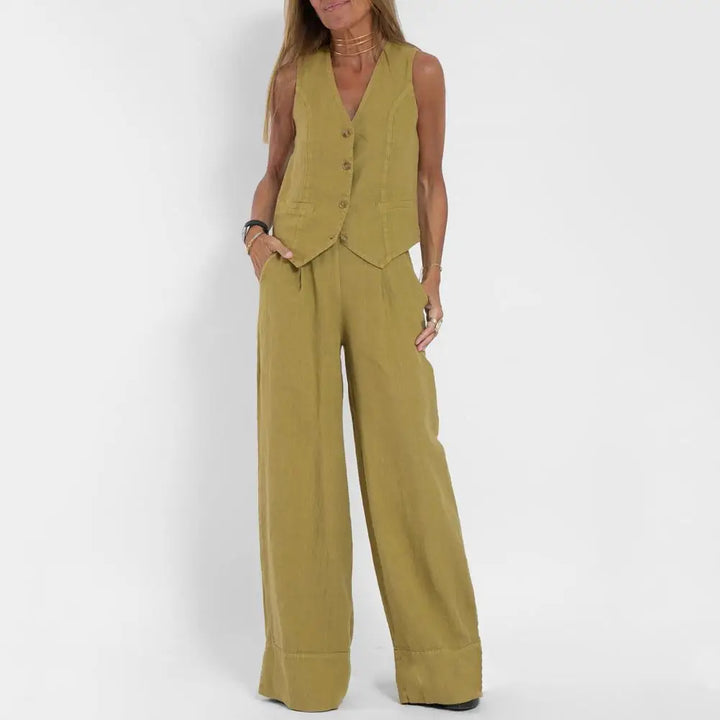 Saffron | Damen Stilvolles Lockeres Zweiteiliges Satz