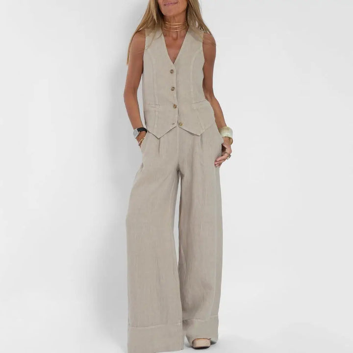 Saffron | Damen Stilvolles Lockeres Zweiteiliges Satz