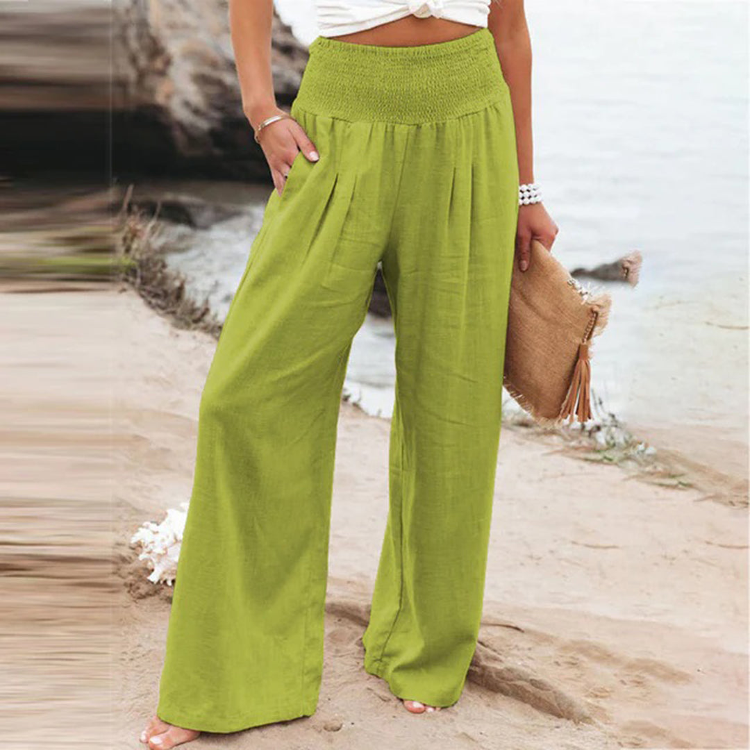 Grazia | Hoch Taillierte Weitem-Bein Sommer Damenhose
