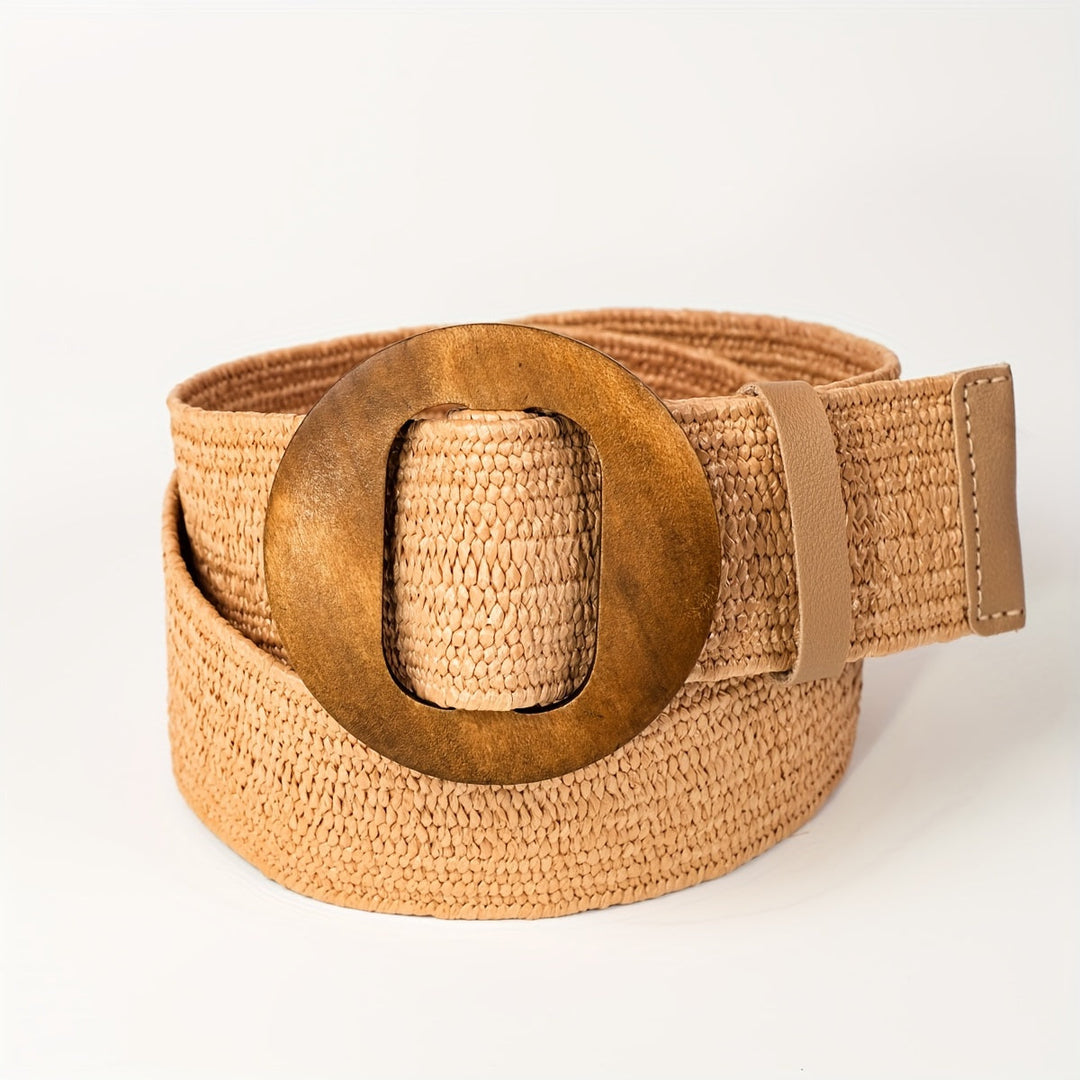 Virelle | Geflochtener Boho-Taillengürtel mit Holzschnalle