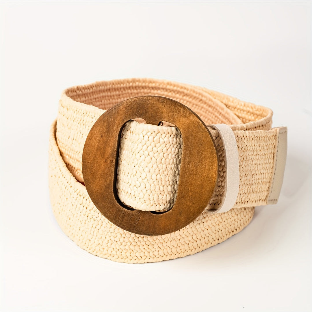 Virelle | Geflochtener Boho-Taillengürtel mit Holzschnalle