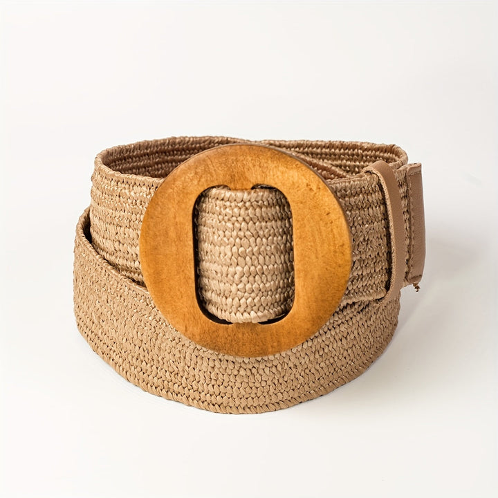 Virelle | Geflochtener Boho-Taillengürtel mit Holzschnalle