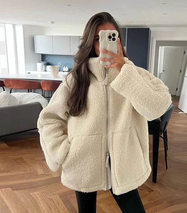 Damen Übergröße Teddy Mantel