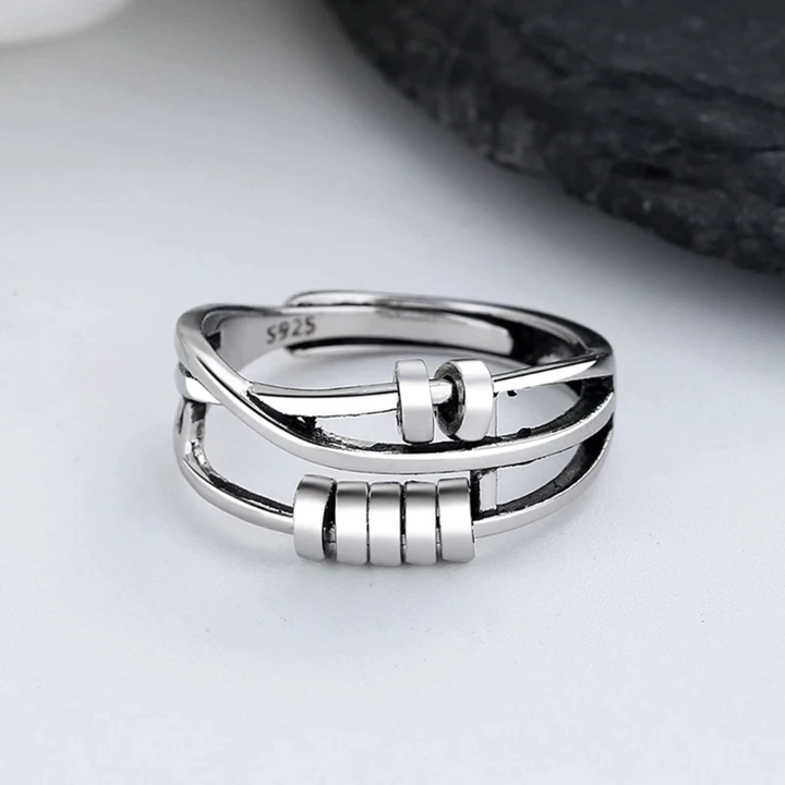 Perle | Anti-Angst Ring - 925 Sterling Silber Verstellbares Band für Frauen